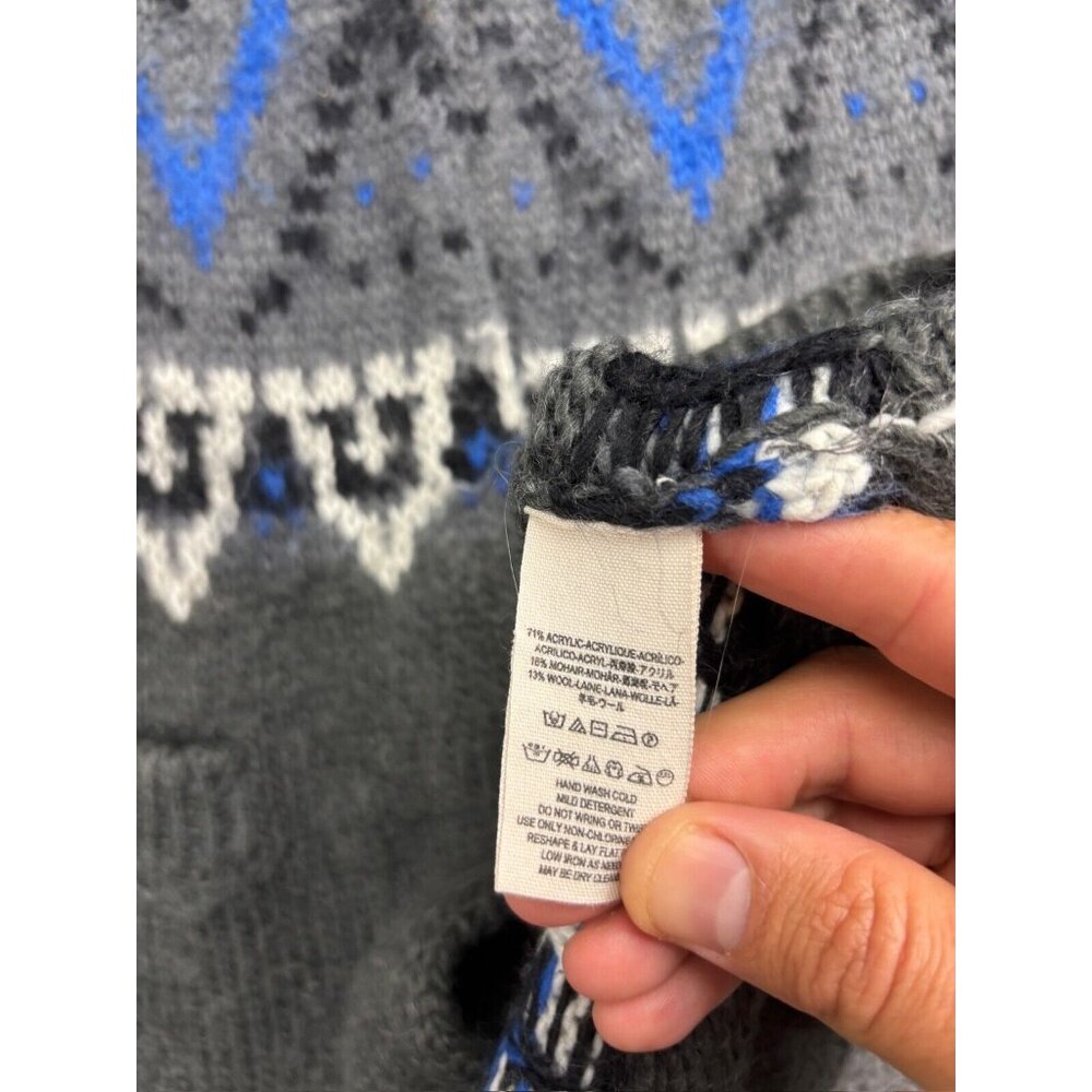 Free People Gray Blue Fair Isle Open Cardigan - Picture 8 of 9